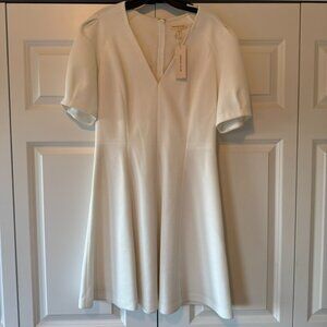 Rebecca Taylor White Textured Fit & Flare Dress Size 8 NWT